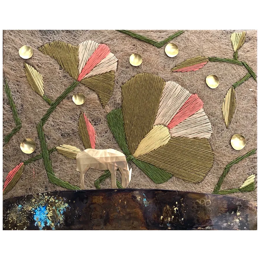 Image of dream by Tkachuk Yaroslava, size: 20 х 30 см, made of flax fiber, cotton, brass, author's technique  medium, priced at $250