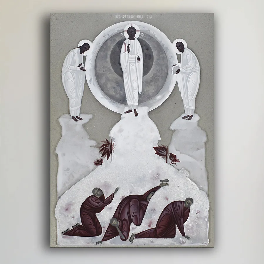Image of Преображення by Alina Hrubets, size: 45x38cm, made of board/gesso/acrylic, Icons medium, from Lviv, part of the 2021 series, priced at $600