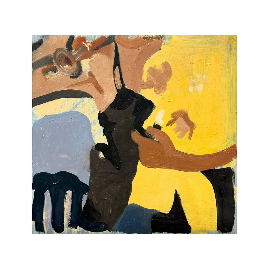Image of Party by Adriana Shportan, size: 35x35, made of oil on canvas, Painting medium, from London, part of the Moments series, priced at £450