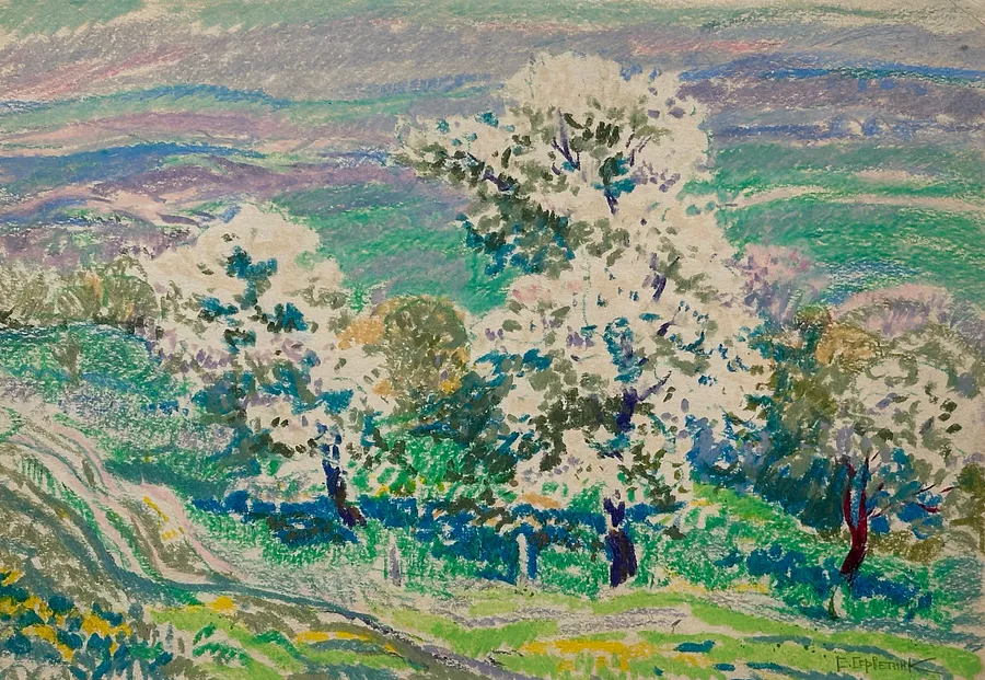 Immagine di весна біля Олесько di Станіслав Серветник, dimensioni: 29x42, medium: пастелі