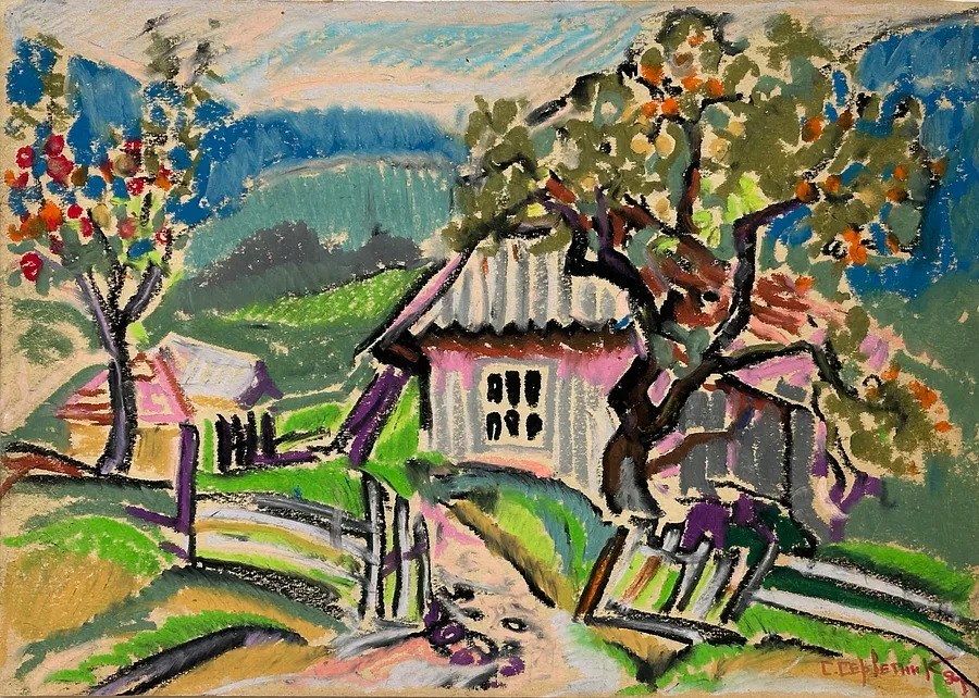 Immagine di садиба di Станіслав Серветник, dimensioni: 21х30, medium: пастелі