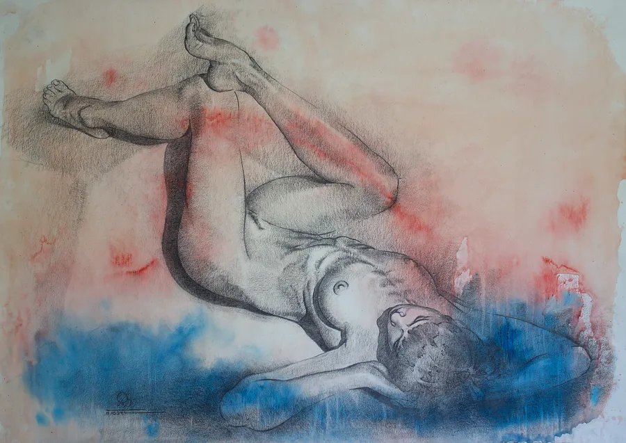 Imagen de "Lost in Dreams" de Oleksandr Baklai, tamaño: 50х70cm, hecho de paper, watercolor, charcoal, medio Drawing, parte de la serie "Works", con un precio de $800 (≈ 35,865 грн)