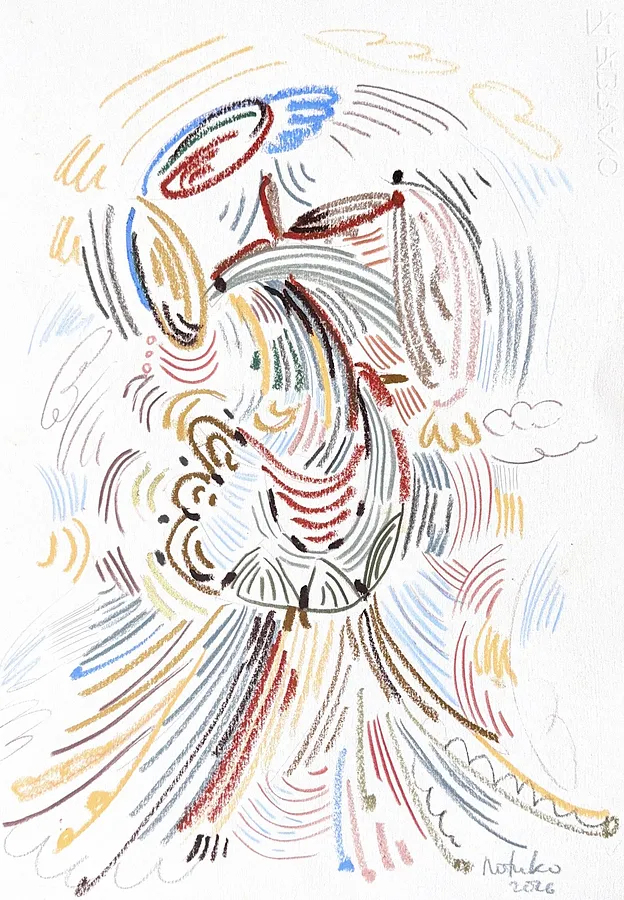 Imagen de Bird de Notuko, tamaño: 35x50, hecho de Pastel on paper, medio Obra gráfica, de Rivne, parte de la serie birds, con un precio de €130