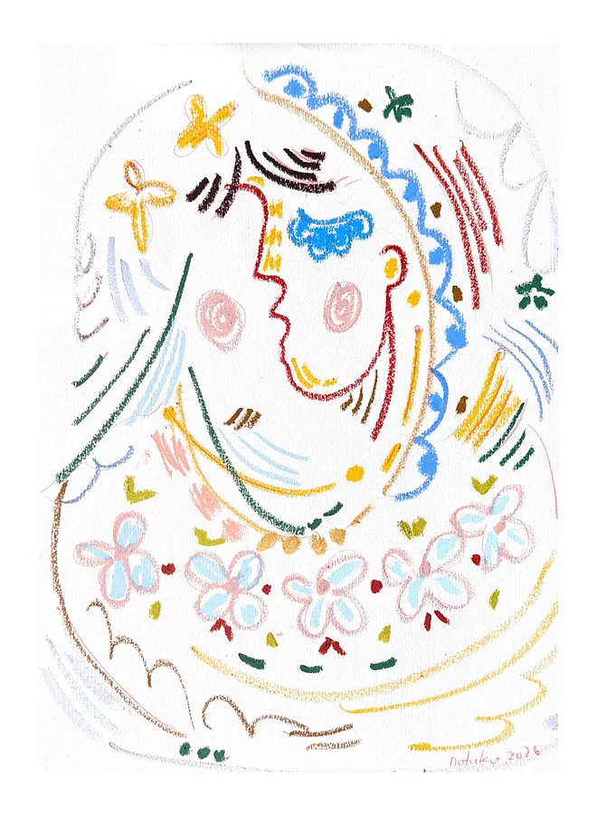 Image of Ukrainian woman  by Notuko , size: 35x50, made of Pastel paper, Graphics medium, from Rivne, part of the Ukrainian woman series, priced at €150