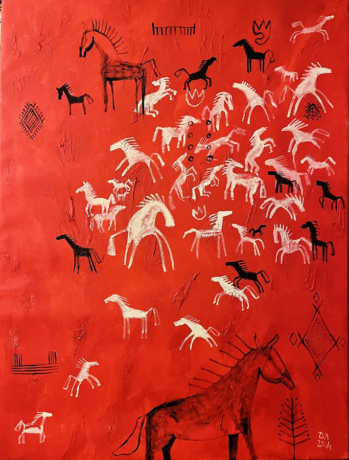 Bild von Untitled von Olha Dovhan-Levytska, Größe: 100x75, Painting Medium, Teil der Cave Art Serie, zum Preis von $800