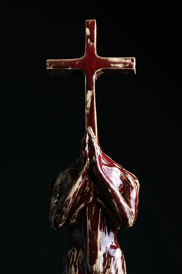 Image of Crosshead III by VITALIY KRASUTSKIY, size: H=50 cm, made of Шамотна глина, поливи, Sculpture medium, from Львів, part of the Series 1 series, priced at €600