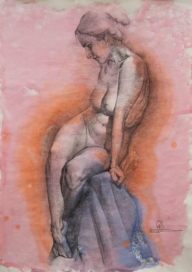 Obraz "The ease of shyness" autorstwa Oleksandr Baklai, rozmiar: 50х70cm, wykonany z paper, watercolor, charcoal, medium Drawing, część serii "Works", cena: $800 (≈ 36 028 грн)