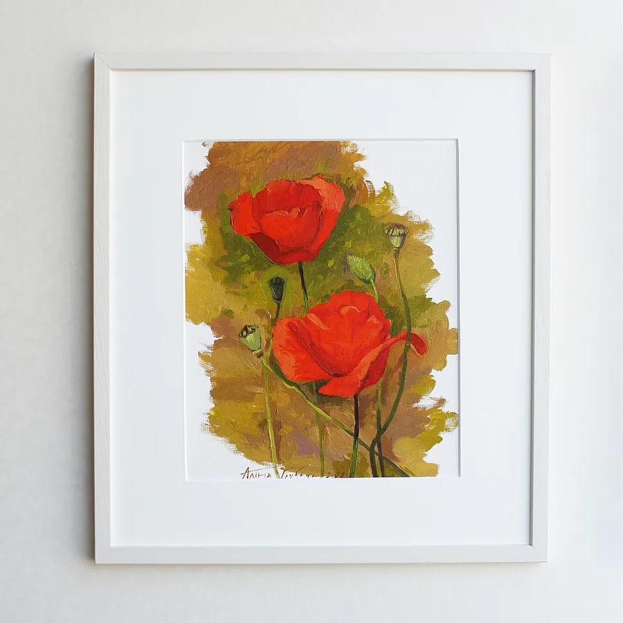 Image of Маки by Alina Hrubets, size: 37х33 см, Painting medium, part of the Prima Aestas series, priced at ₴4400