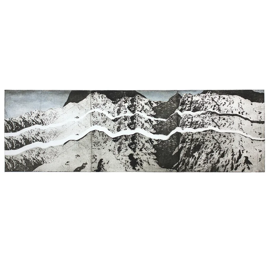 Image of За горами гори by Стратійчук Оксана, size: 28,5 х 91 см, Graphics medium, priced at $800