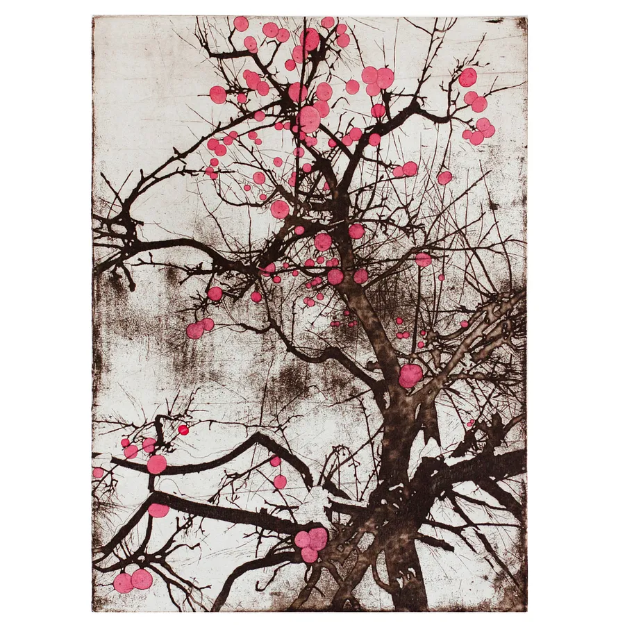 Image of Autumn garden ІІ by Stratiychuk Oksana, size: 41 х 31 см, made of etching, watercolor, Graphics medium, priced at $300