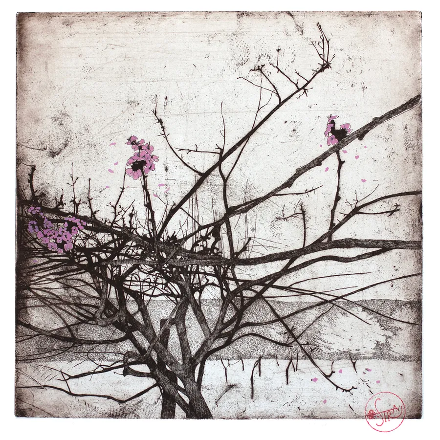 Image of Cold spring by Stratiychuk Oksana, size: 30 х 30 см, made of etching, watercolour, Graphics medium, priced at $300