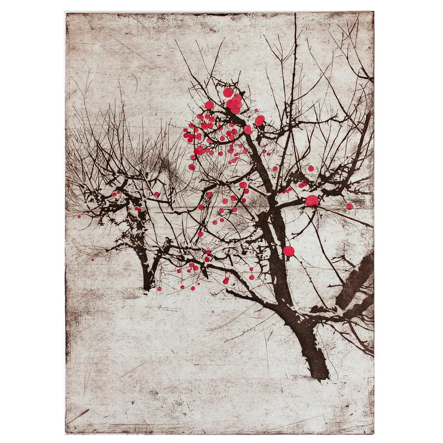 Image of autumn garden І by Stratiychuk Oksana, size: 41 х 31 см, made of etching, watercolour, Graphics medium, priced at $300