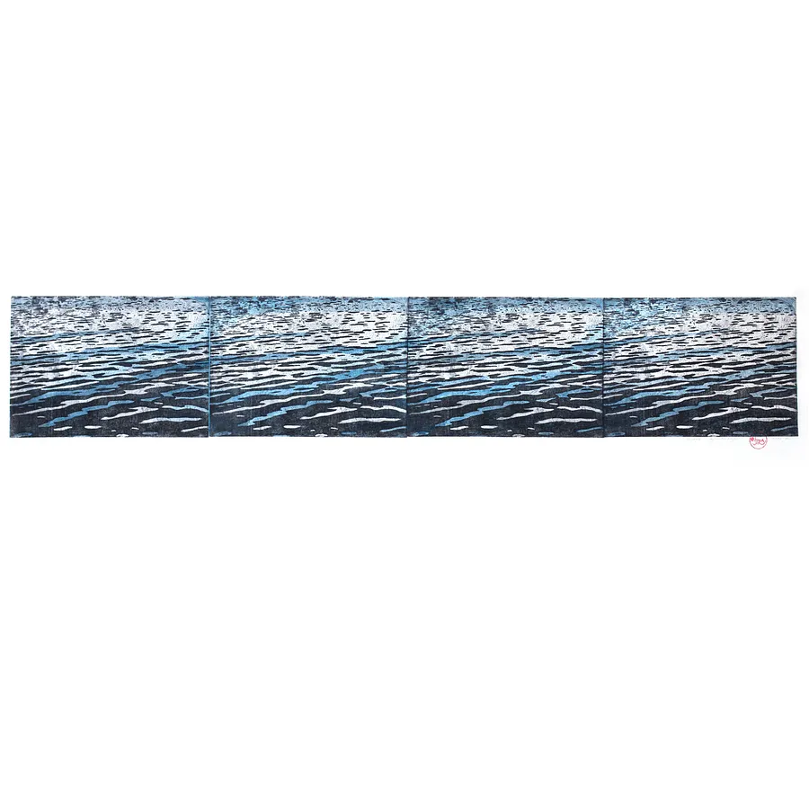 Image of Sea ІІІ by Stratiychuk Oksana, size: 24,5 х 140 см, made of etching, watercolour, Graphics medium, priced at $1000
