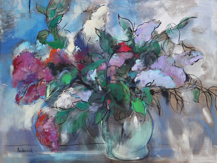 Obraz Bouquet of Lilacs autorstwa Artem Andreichuk, rozmiar: 80 × 60 cm, wykonany z Canvas, medium Painting, cena: $1510