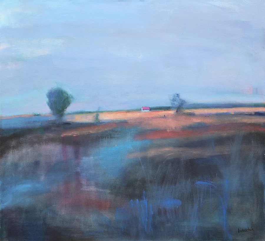 Obraz Field at Dusk in Protsiv Village autorstwa Artem Andreichuk, rozmiar: 110 × 100 cm, wykonany z Canvas, medium Painting, cena: $2870