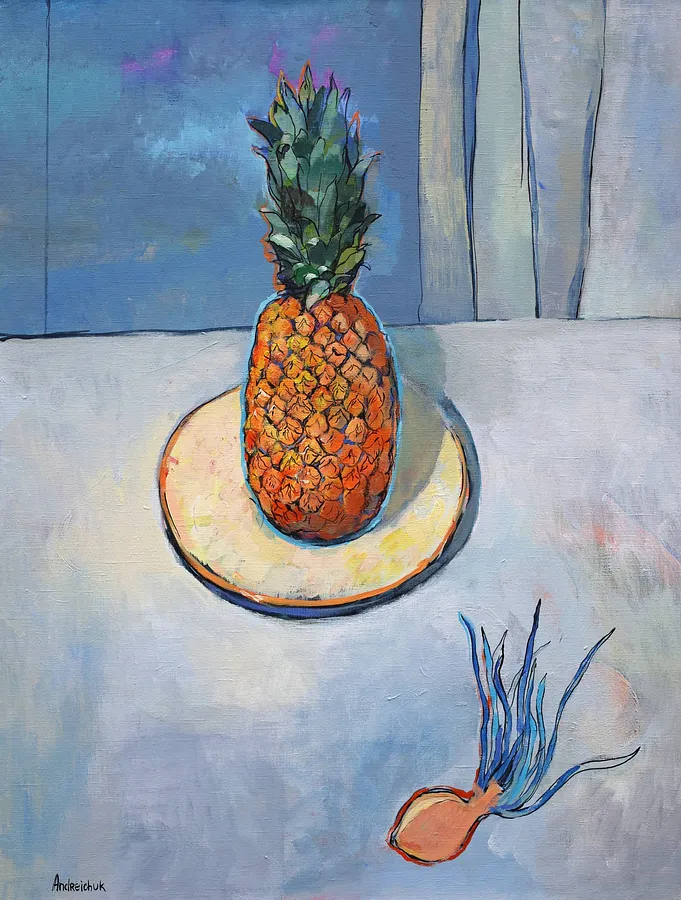 Imagen de Pineapple with Onion de Artem Andreichuk, tamaño: 75 × 100 cm, hecho de Canvas, medio Painting, con un precio de $1650