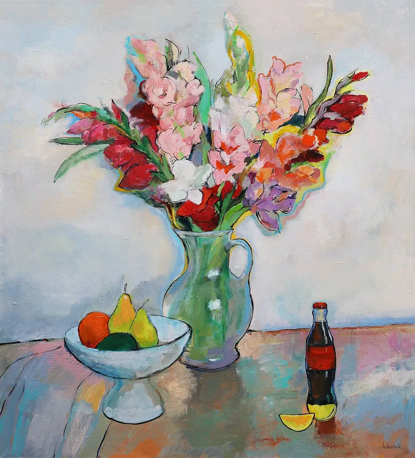 Imagen de Gladioluses de Artem Andreichuk, tamaño: 100 × 110 cm, hecho de Canvas, medio Painting, con un precio de $2580