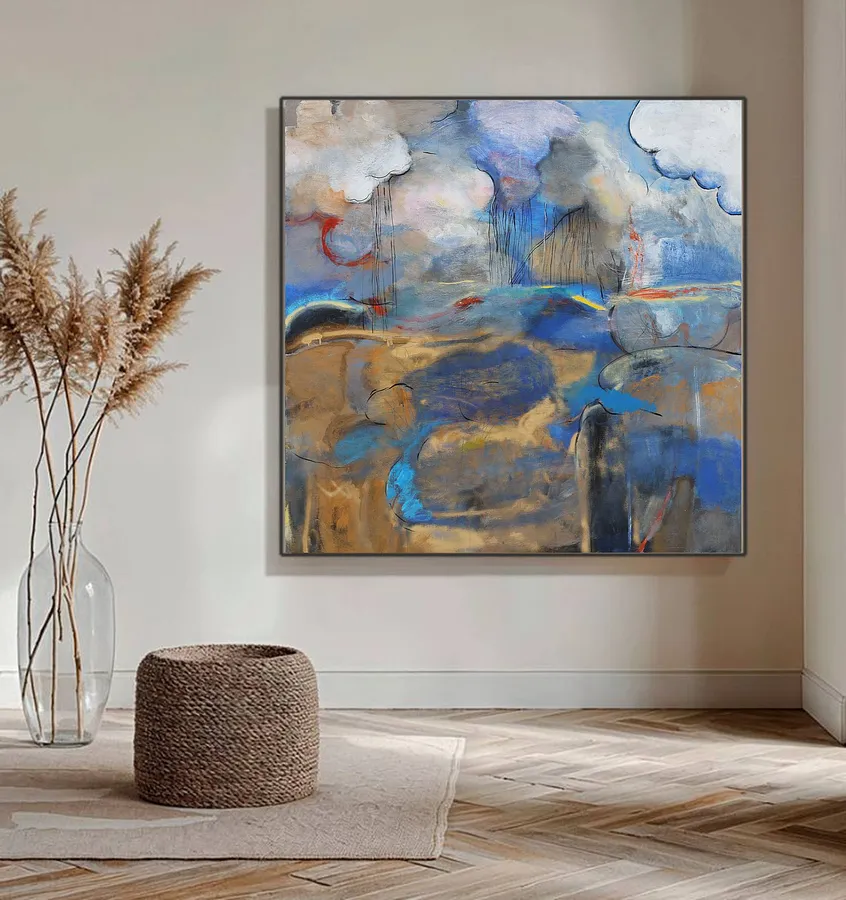 Imagen de Landscape with Lake and Clouds de Artem Andreichuk, tamaño: 125 × 125 cm, hecho de Canvas, medio Painting, con un precio de $6026