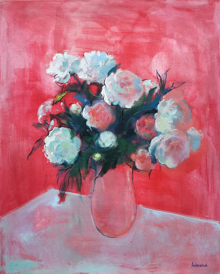 Obraz Peonies autorstwa Artem Andreichuk, rozmiar: 80 × 100 cm, wykonany z Canvas, medium Painting, cena: $1858