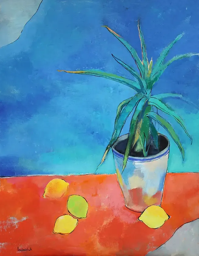 Imagen de Aloe and 4 Lemons - Subjektiv.art de Artem Andreichuk, hecho de oil on canvas, medio Painting