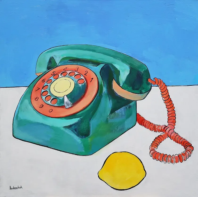 Obraz Phone and Lemon. Connection - Subjektiv.art autorstwa Artem Andreichuk, wykonany z oil on canvas, medium Painting