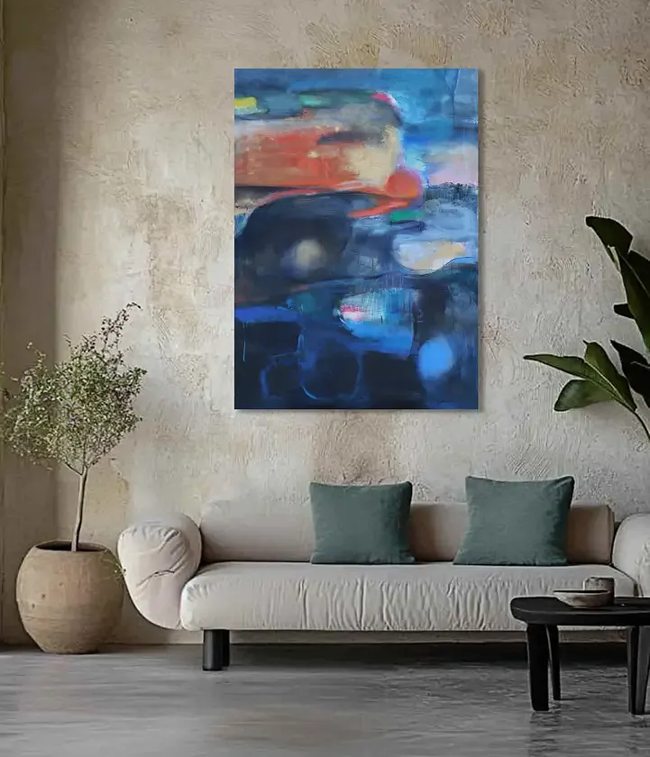 Imagen de composition with gold and orange - Subjektiv.art de Artem Andreichuk, medio Painting