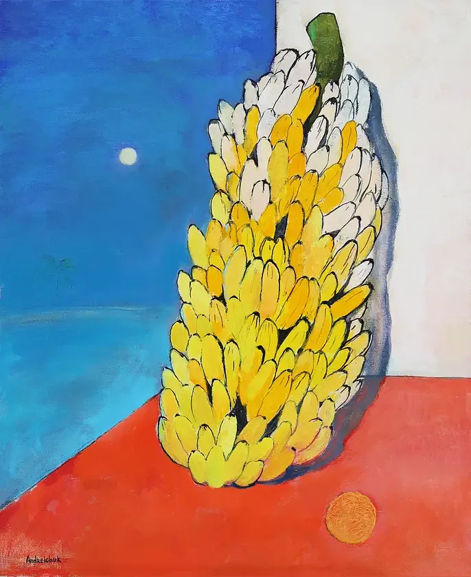 Imagen de Bananas and Orange - Subjektiv.art de Artem Andreichuk, hecho de oil on canvas, medio Painting