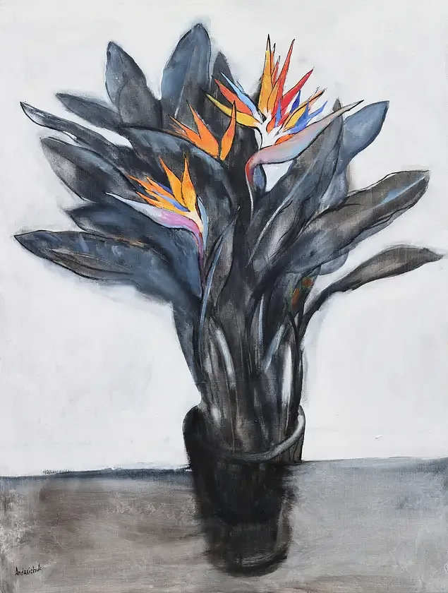 Imagen de Strelitzia (bird of paradise) - Subjektiv.art de Artem Andreichuk, hecho de oil on canvas, medio Painting