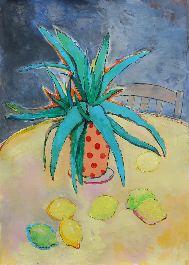 Imagen de Aloe vera, lemons de Artem Andreichuk, tamaño: 86 × 61 cm, hecho de Acrylic on paper, medio Drawing