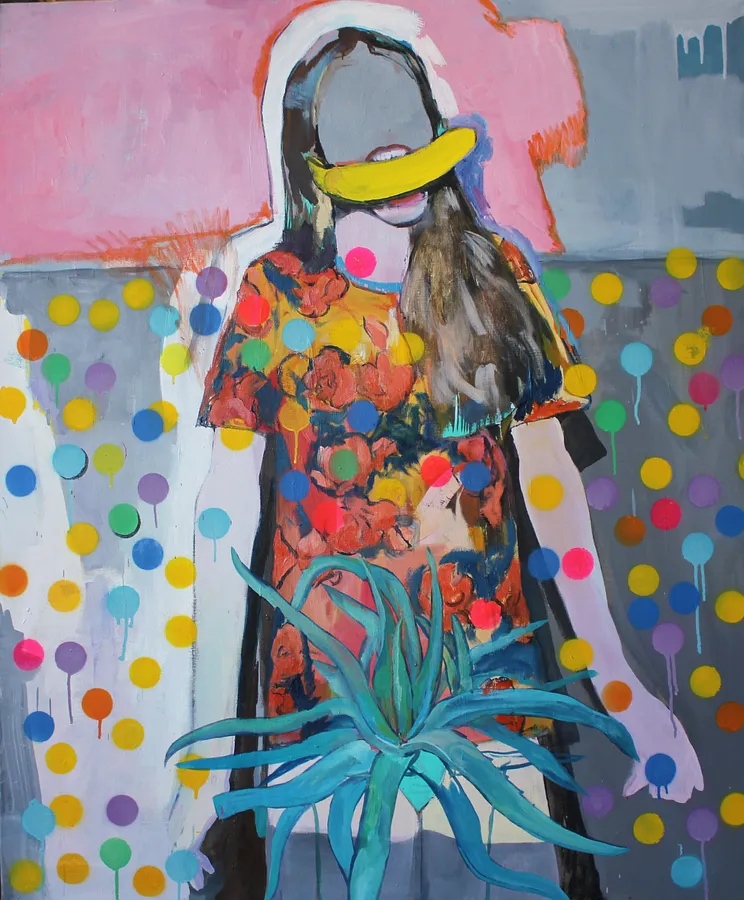 Imagen de Girl with banana. Velvet Underground.  de Artem Andreichuk, tamaño: 120 × 100 cm, hecho de oil on canvas, medio Painting