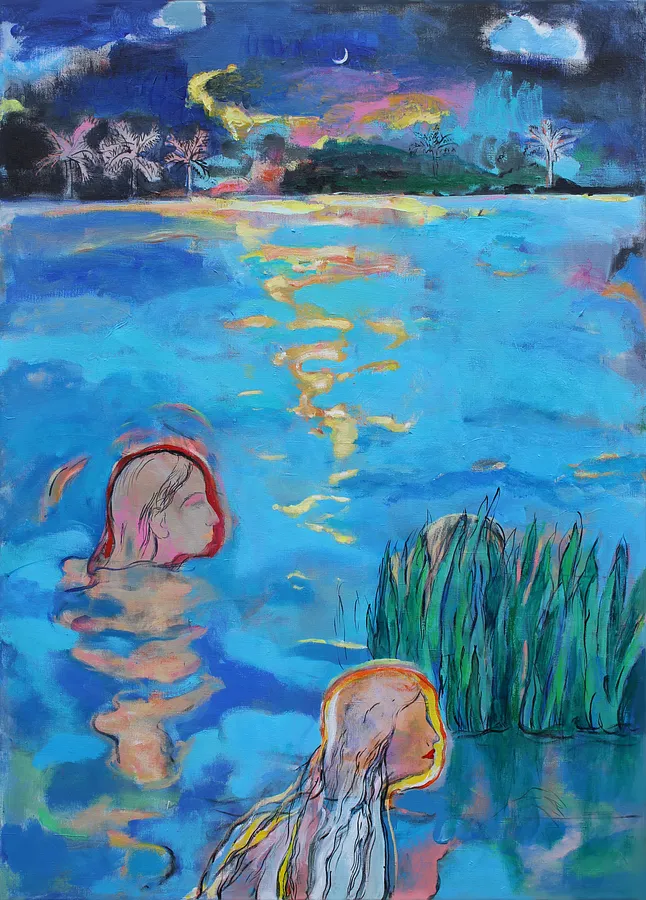 Immagine di Three nymphs  di Artem Andreichuk, dimensioni: 125 × 90 cm, materiali: Acrylic on canvas., medium: Painting