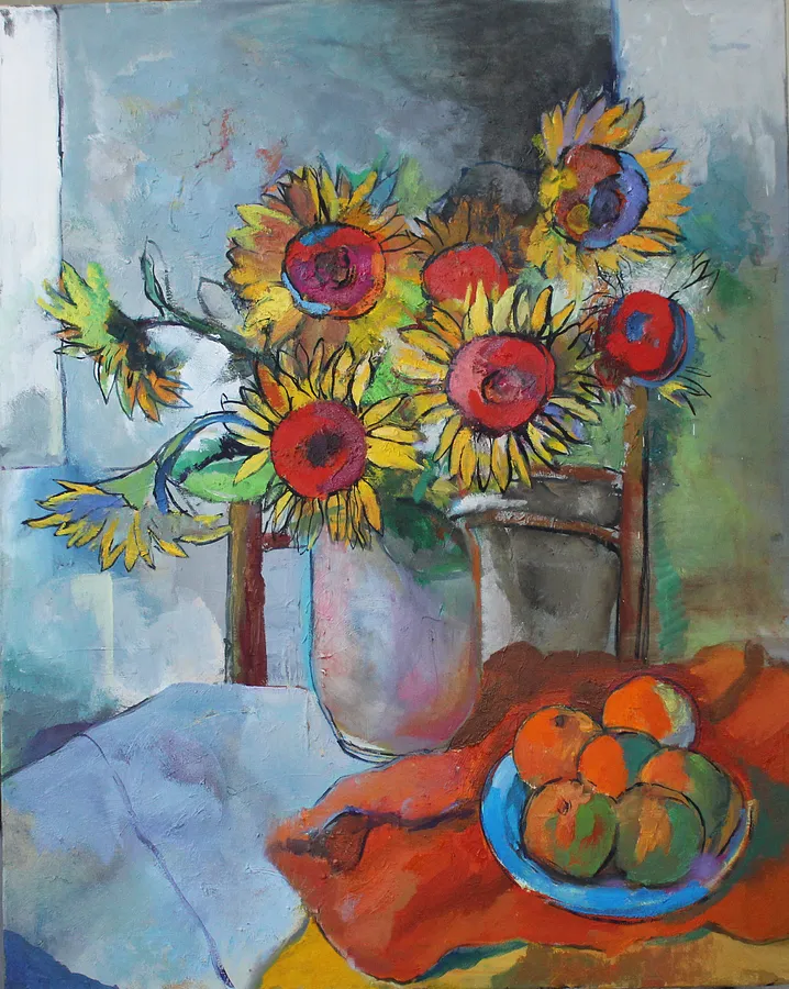 Image of Sunflowers  by Artem Andreichuk, size: 100 × 80 cm, made of Oil, acrylic on canvas, Painting medium
