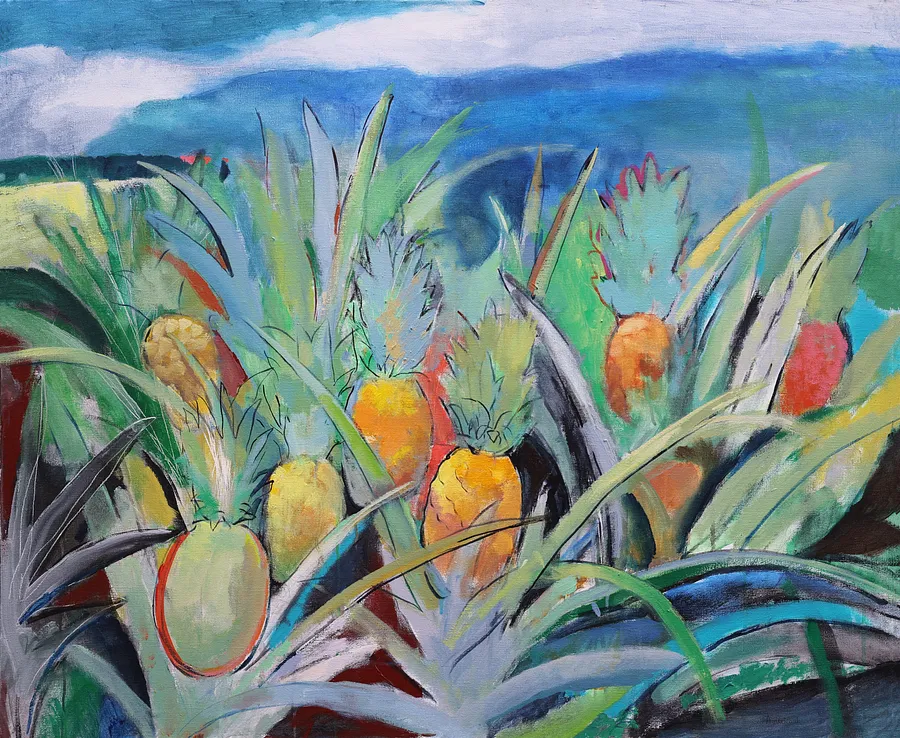 Imagen de Field with pineapples  de Artem Andreichuk, tamaño: 100 × 120 cm, hecho de oil on canvas, medio Painting