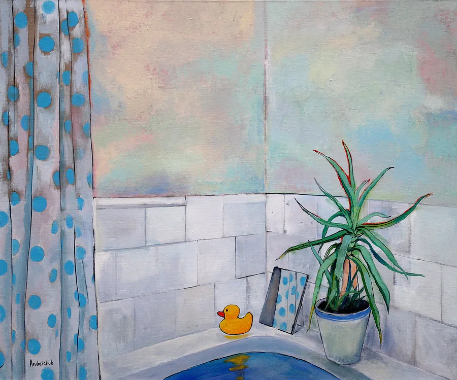 Imagen de The Bathroom de Artem Andreichuk, tamaño: 100 × 120 cm, hecho de Acrylic on canvas, medio Painting