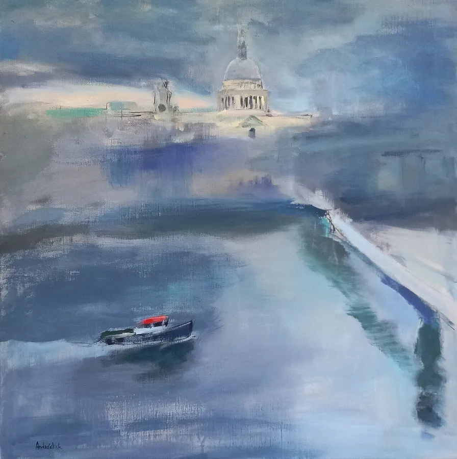 Image of London by Artem Andreichuk, size: 100 × 100 cm, made of oil on canvas, Painting medium