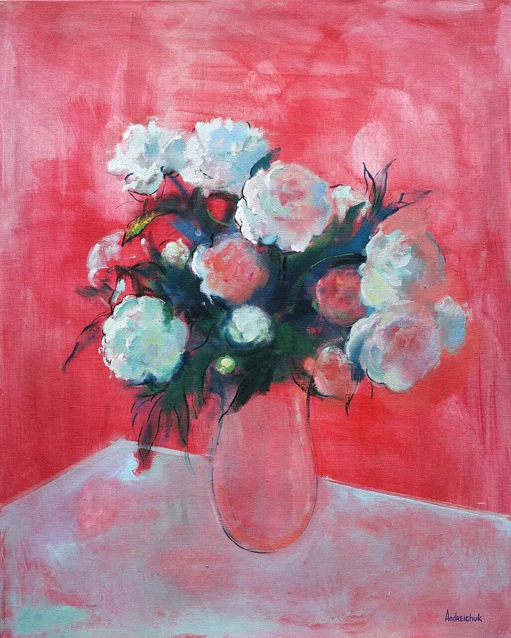 Imagen de Peonies de Artem Andreichuk, tamaño: 100 × 80 cm, hecho de oil on canvas, medio Painting