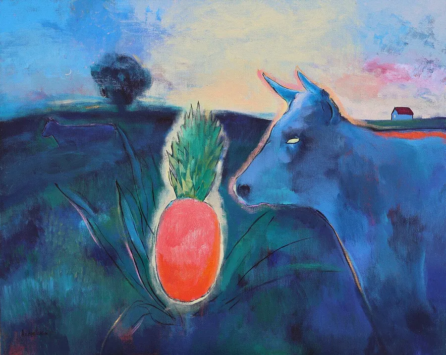 Imagen de Tiny Cow de Artem Andreichuk, tamaño: 85 × 100 cm, hecho de oil on canvas, medio Painting