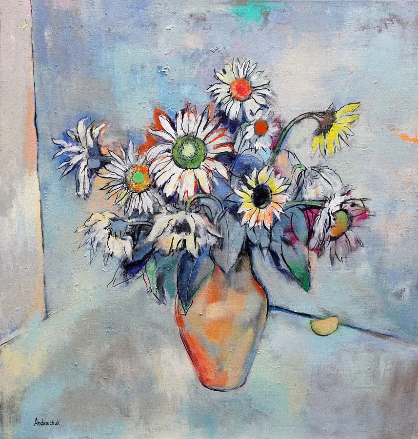 Imagen de 11 sunflowers  de Artem Andreichuk, tamaño: 100 × 95 cm, hecho de oil on canvas, medio Painting