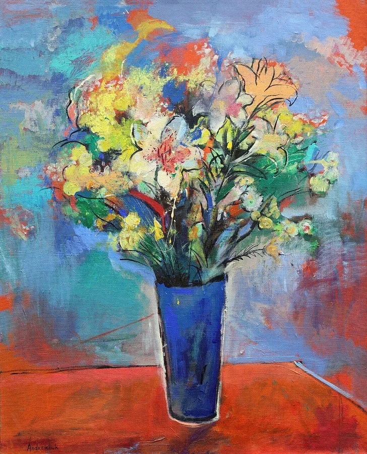 Imagen de Bouquet of flowers  de Artem Andreichuk, tamaño: 105 × 85 cm, hecho de oil on canvas, medio Painting