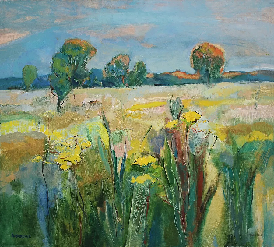 Imagen de Field, sunset de Artem Andreichuk, tamaño: 100 × 110 cm, hecho de oil on canvas, medio Painting