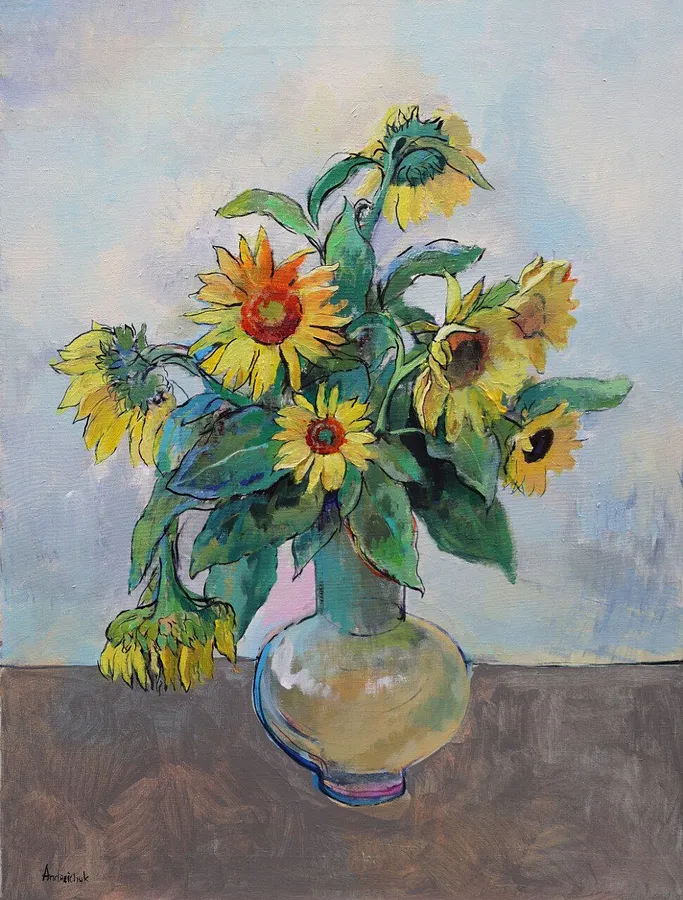 Imagen de Sunflowers  de Artem Andreichuk, tamaño: 100 × 75 cm, hecho de oil on canvas, medio Painting