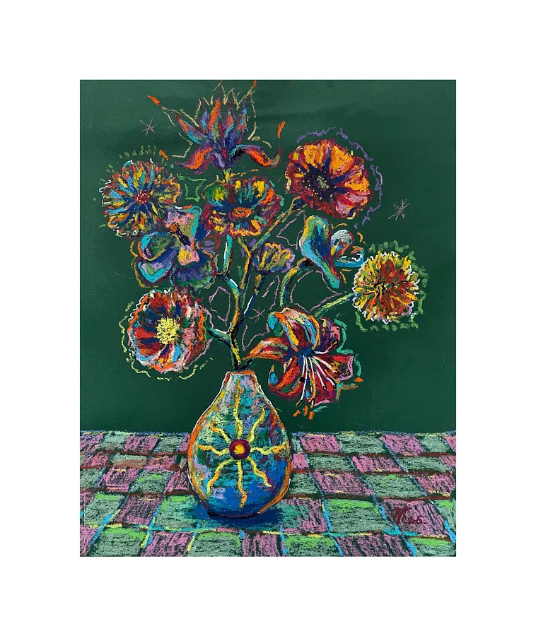 Image de "Sunny flower" par Pavlo Melnyk, taille : 30x40 cm, fabriqué avec Масляна пастель, папір, лак, médium Графіка, de Manevychi, au prix de $100 (≈ 4 503 грн)