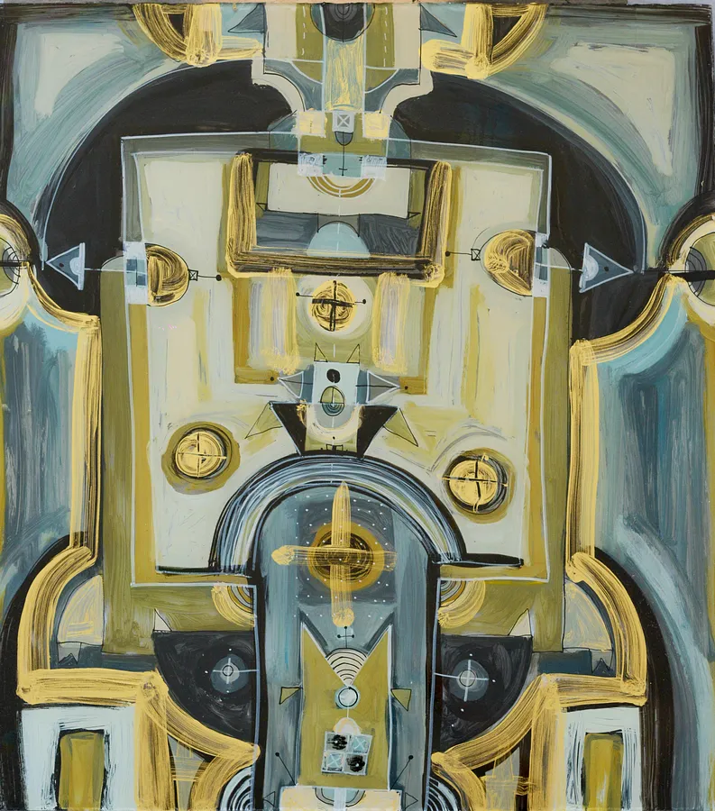 Imagen de Небо de Dzvinka Zahaika, hecho de скло/туш/олія, medio Pintura sobre vidrio, de Львів, parte de la serie Cиметрія, con un precio de ₴15000