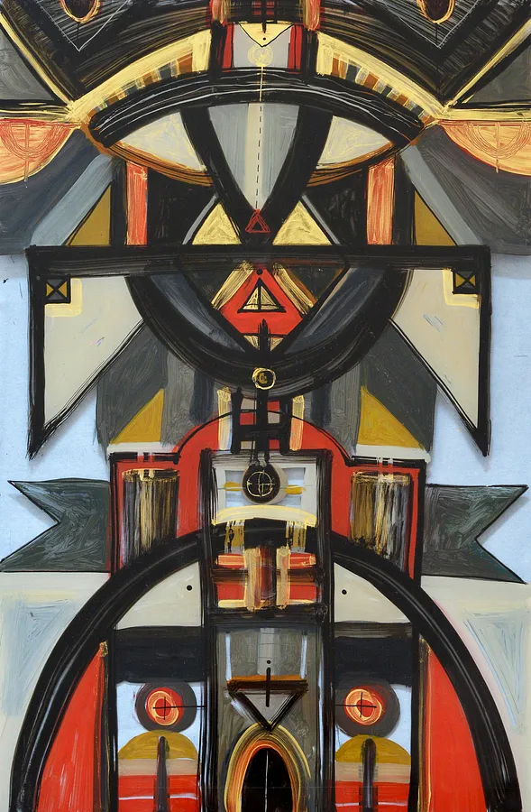 Imagen de Simetría de Dzvinka Zahaika, hecho de vidrio/tinta/óleo, medio Pintura sobre vidrio, de Львів, parte de la serie Cиметрія