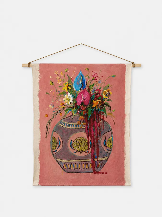 Imagen de Bouquet with Amaranth de Anna Shkinder, tamaño: 100x150 cm, hecho de Acrylic on raw canvas, medio Vessels, de Lutsk, parte de la serie Vessels, con un precio de $300