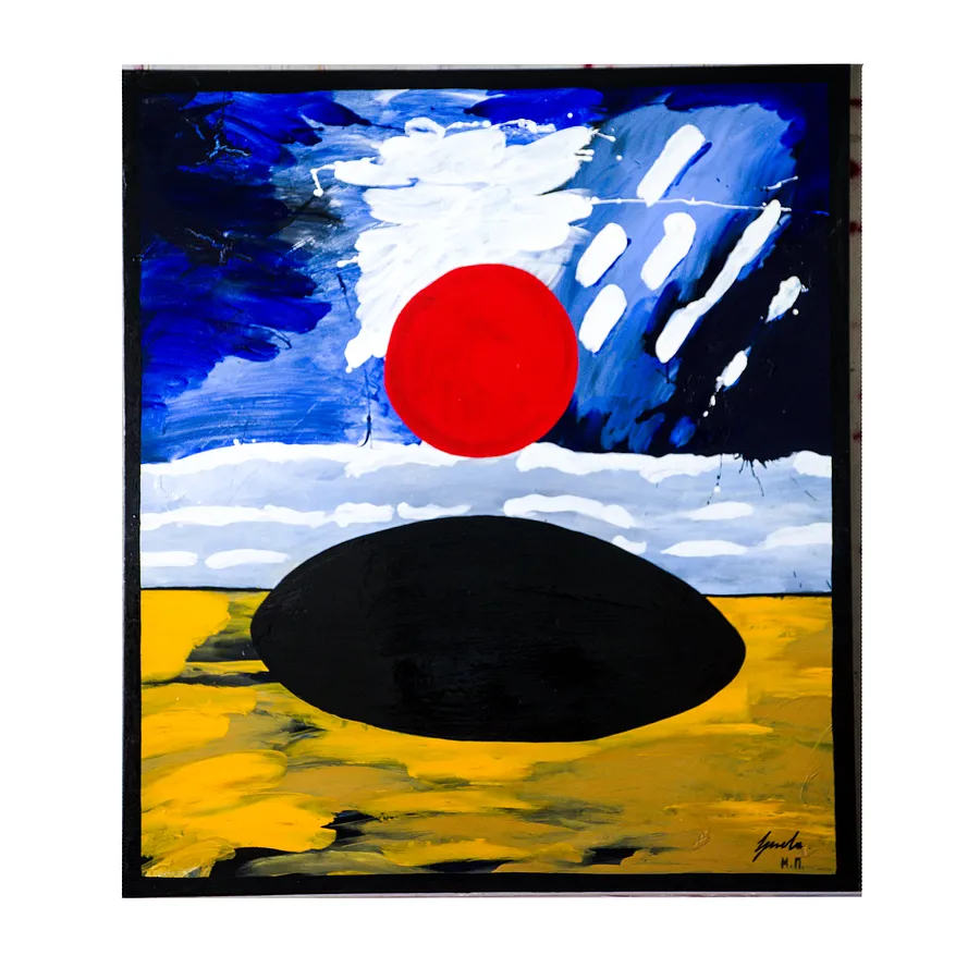 Image of No Name by Tsouladze Guela, size: 1,3 x 1,5, made of Acrylic on oilcloth, Painting medium, from Batumi, part of the Variation on Soul series, priced at €10000