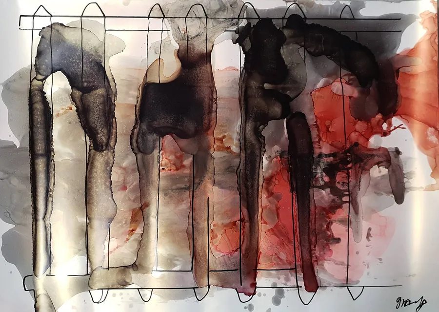 Image de Dead city. Battery. par Natalia Byrdina, taille : 100 × 70 cm, médium Drawing, au prix de $1590