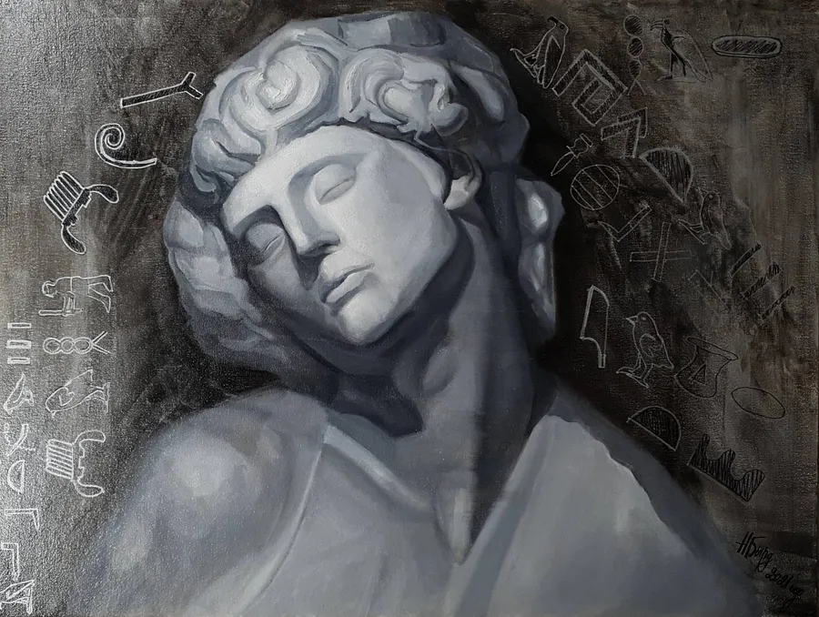 Obraz Michelangelo's Interpretation of The Dying Slave autorstwa Natalia Byrdina, rozmiar: 80 × 60 cm, medium Painting, cena: $1418