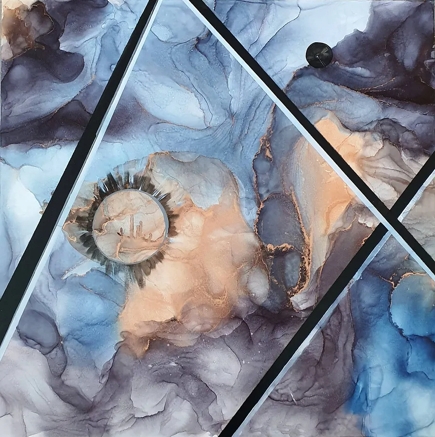 Immagine di Romance of sunset and night di Natalia Byrdina, dimensioni: 90 × 90 cm, medium: Drawing, prezzo: $1020