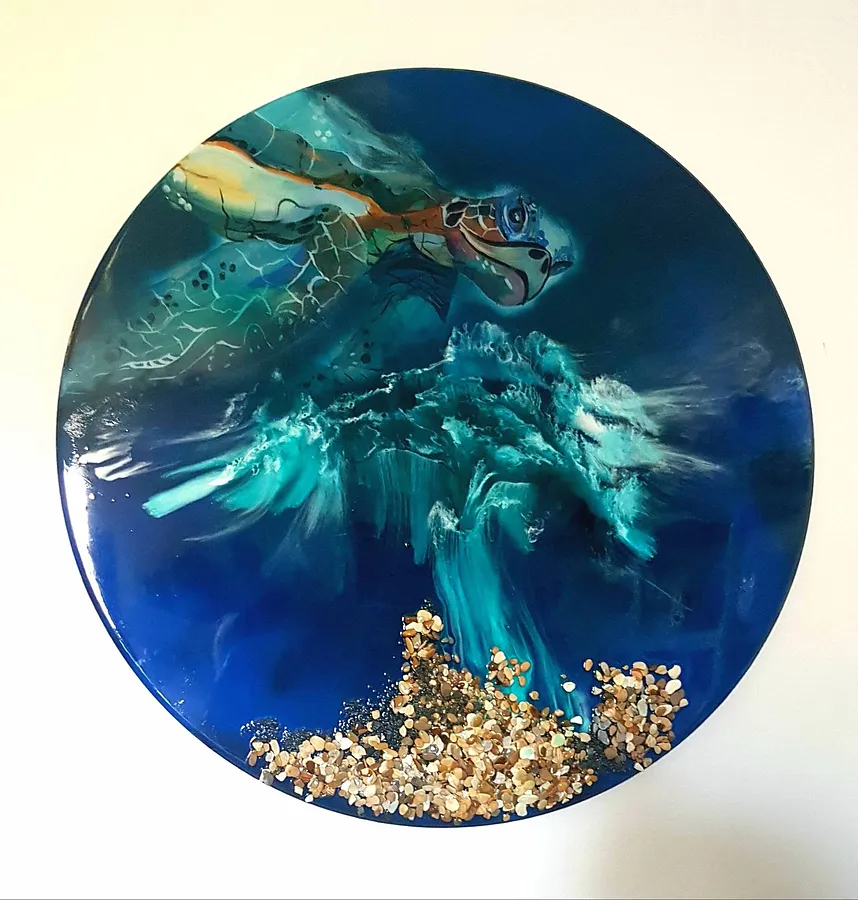 Immagine di Big turtle di Natalia Byrdina, dimensioni: 100 × 100 cm, medium: Painting, prezzo: $1362